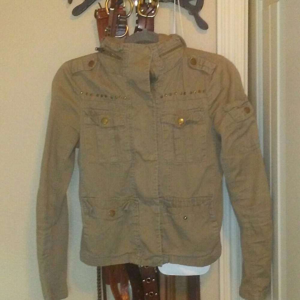 Small Lane Crawford green hooded button up